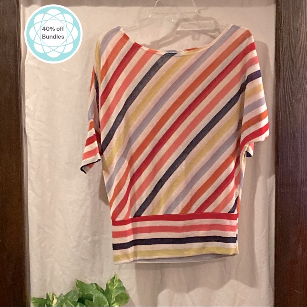 👛 bias stripe dolman top w/banded bottom, size M?